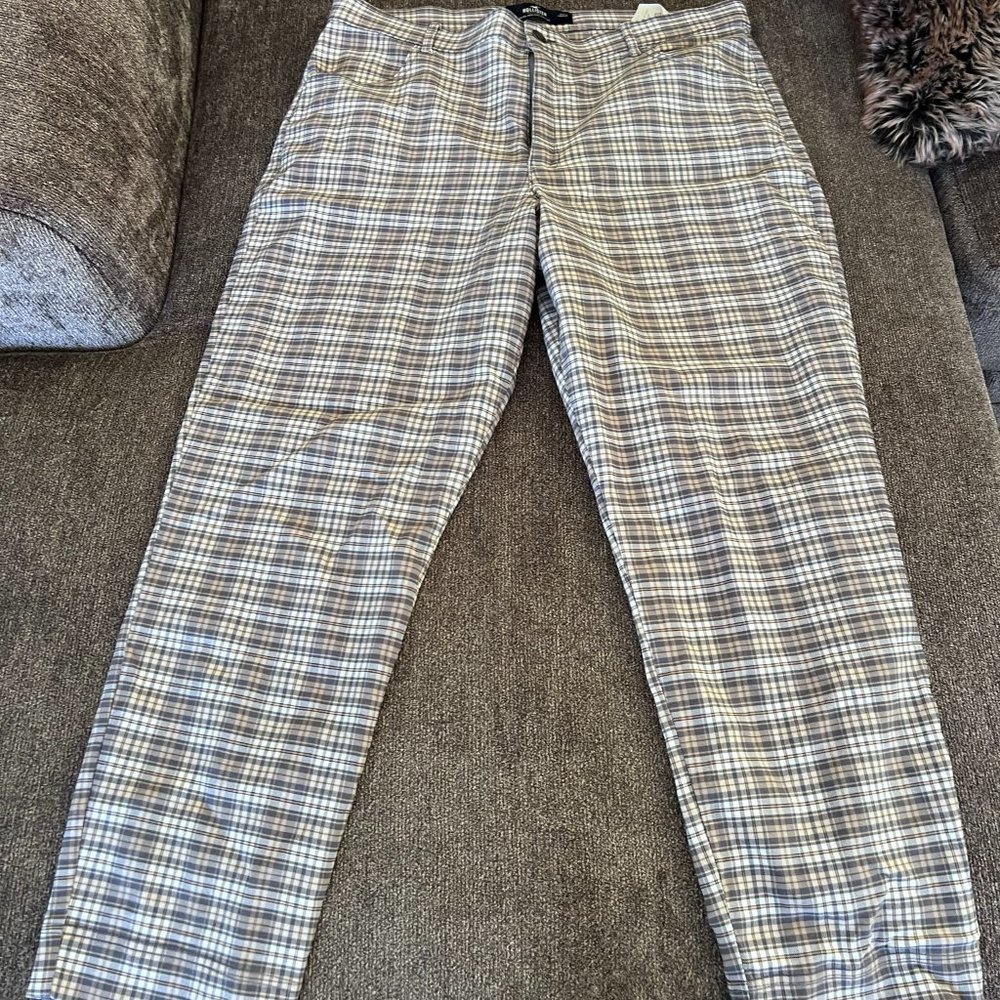 Hollister Plaid Ultra High Rise Mom Pants Elastic Waist Women's XL